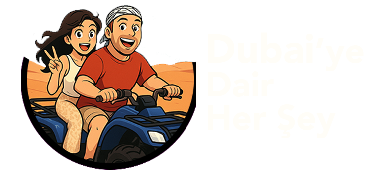 Dubai'ye Dair Her Şey logosu: Helin ve Mert ATV üzerinde